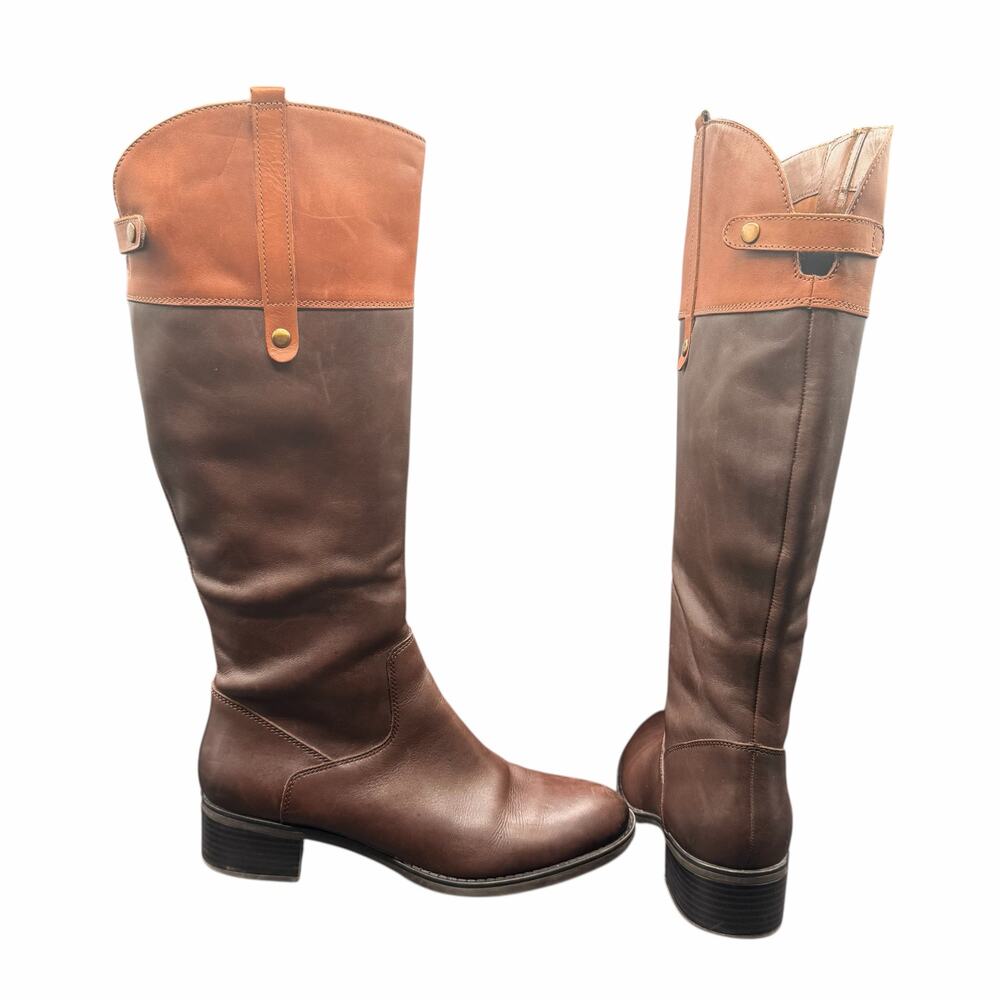Franco Sarto two tone Brown Leather Tall Riding Boots Women’s 8.5